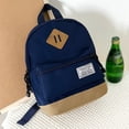 thumbnail image 2 of FUZHIQ School Backpack for Ages 12-17, Vintage Bookbag with Diamond Patch & Front Pocket, Durable Casual Middle High School Bag, Dark Blue, 2 of 5
