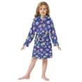 thumbnail image 6 of FORMRS Niños Bathrobe Unisex Hooded Robe Soft Plush Pajamas Sleepwear, Size 7-9T, Blue Colorful Candies, 6 of 7