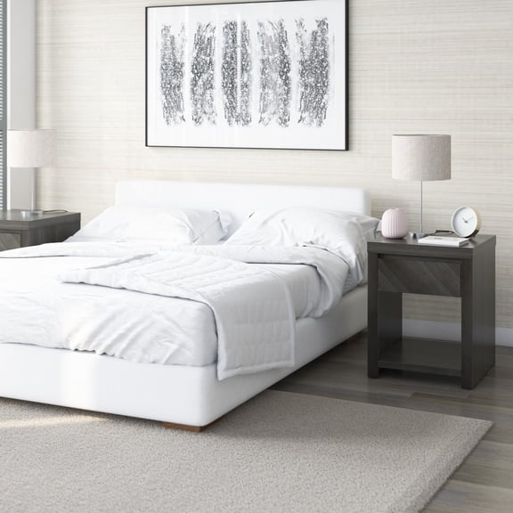 Twin Star Home Modern 1-Drawer Night Stand with USB Charging