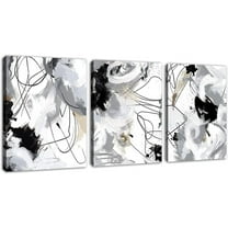 Abstract Canvas Wall Art for Bedroom Bathroom Living Room Wall Decor Black White Grey Modern Abstract Canvas Pictures Abstract Prints Artwork Home Office Wall Decoration（Only canvas）