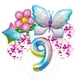 thumbnail image 1 of Set de globos con diseño de mariposas y flores para fiesta de noveno cumpleaños, 9 unidades, 1 of 1