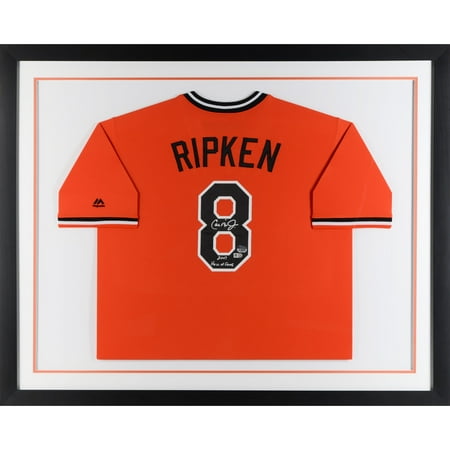 Ripken Jr Hall Of Fame - Cal Ripken Jr Baltimore Orioles Fanatics Authentic Framed Autographed Orange Replica Jersey with 2007 Hall of Fame Inscription - No Size