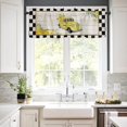 thumbnail image 3 of 3 Piece Lemon Truck Design Kitchen Curtains, Tier and Valance Rod Pocket Window Curtains Set Black White Check Cafe Curtains for Kitchen Valances Window Treatment 54X18in+27x36in×2, 3 of 5