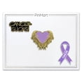 thumbnail image 2 of PinMart's Purple Cancer Awareness Heart Ribbon Enamel Lapel Pin Set, 2 of 6