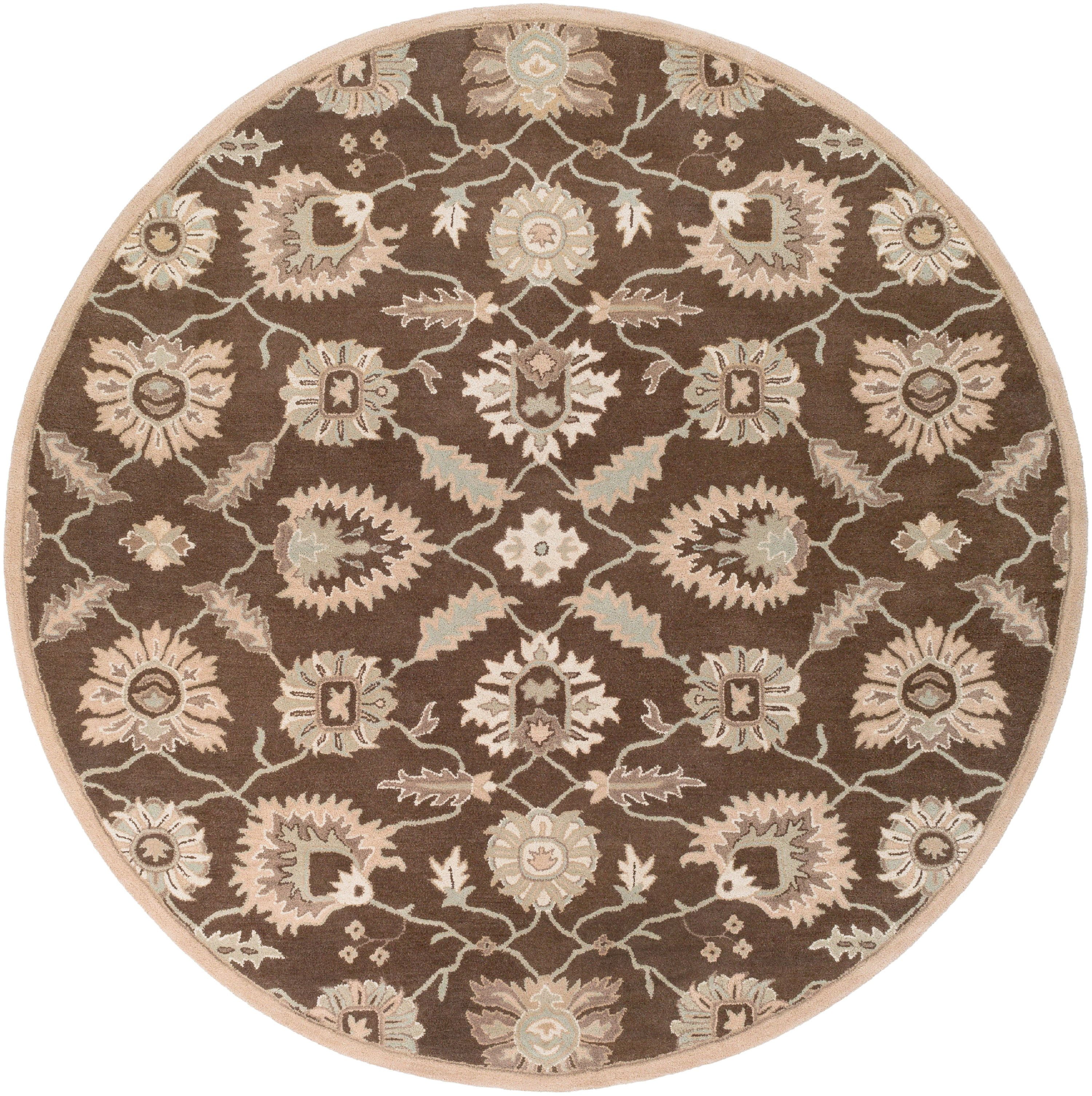 6' Brown and White Round Area Throw Rug