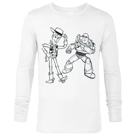 Disney PIXAR Toy Story Woody & Buzz Lightyear Sketch Book - Long Sleeve T-Shirt for Men - Customized-White