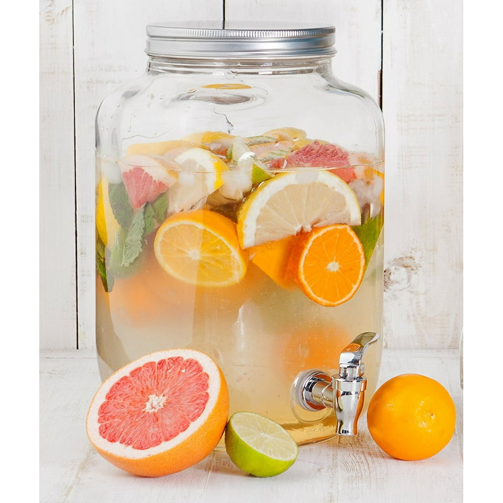 Estilo Glass Single Mason Jar Beverage Drink Dispenser With Leak Free