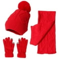 thumbnail image 3 of Weikingp Scarf, Hat, Glove Set, Women&Men Autumn Winter Warm Cute Wool Hat Scarf Gloves Slouchy Three Winter Snow Knit Cap Screen Mittens Scarves Sets, Scarf for Women, Red, 3 of 3