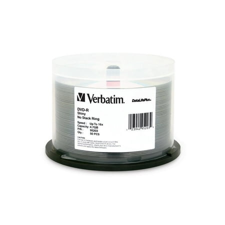 UPC: 0023942952039 | Verbatim DVD-R 4.7GB 16X DataLifePlus Shiny Silver Silk Screen Printable – 50pk SP