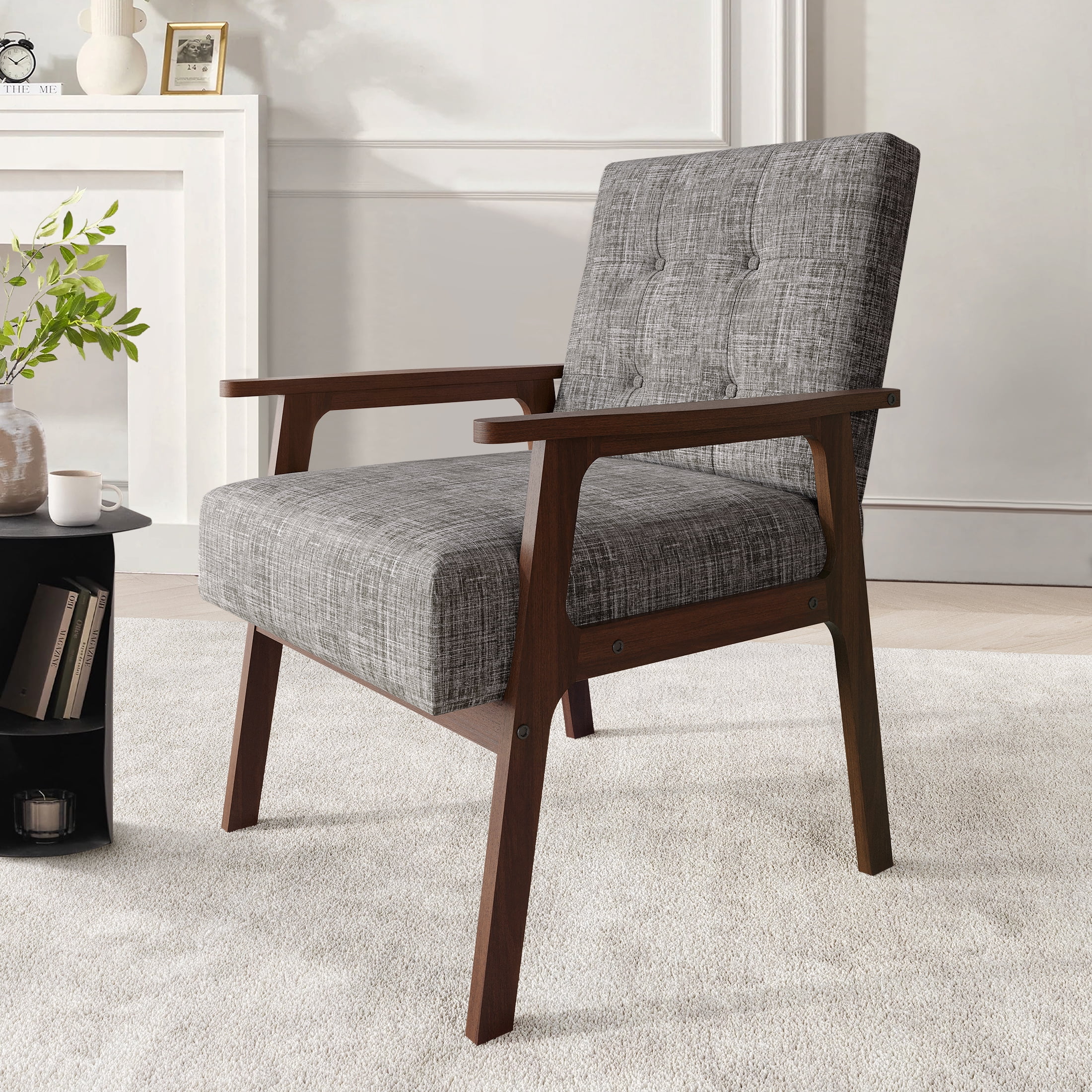 Castle Place Shabby Chic Accent Chair, Light Grey