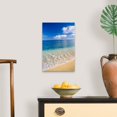 thumbnail image 4 of Great Big Canvas "Wave Washes Ashore Onto Sandy Beach, Azure Ocean, Blue Sky"  by Peter French Gray Blue White   Wrapped Canvas Print Wall Artwork, 4 of 7