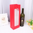 thumbnail image 4 of EeaseCA 12 Pcs Sac à Vin Rouge Simple Sac Cadeau Sac Fourre-Tout en Papier Kraft Sac de Rangement Portable Sac de Transport de Vin Transparent (Rouge), 4 of 8