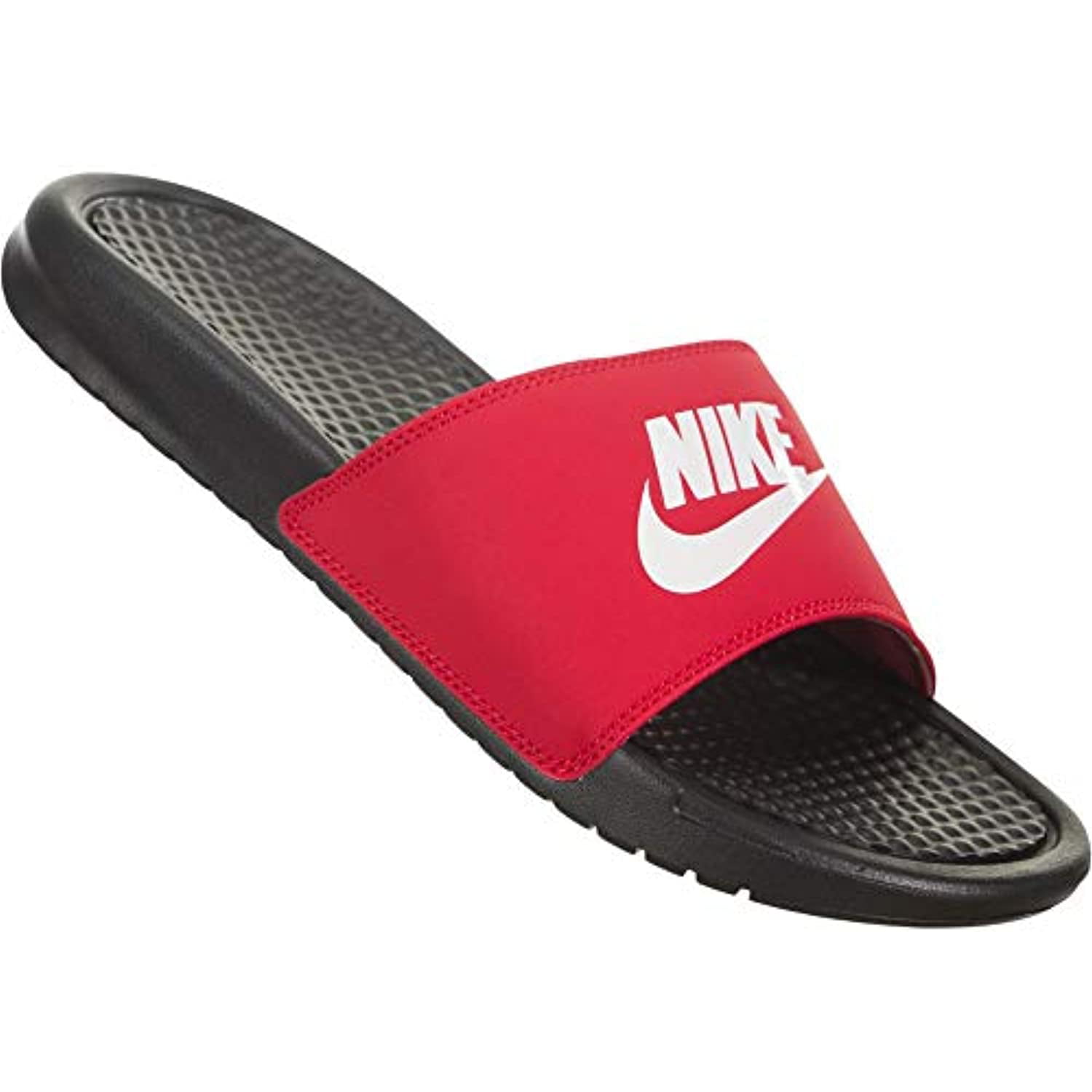 Nike Men's Benassi Just Do It Slide Sandal, Black/White-University Red, 12 Regular Walmart.com