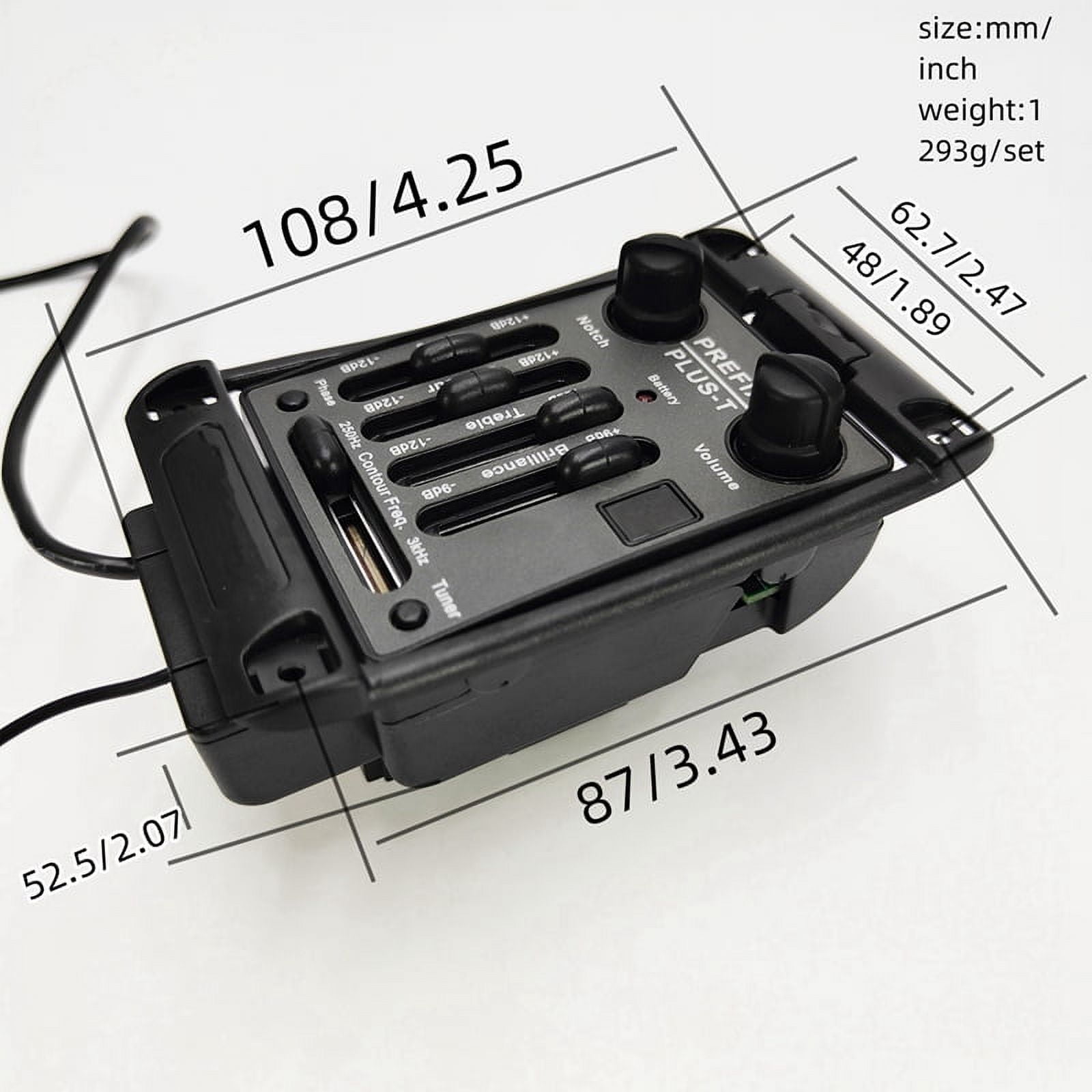 ckepdyeh Guitar Pickups Prefix Plus-T Onboard Preamp Matrix Acoustic Pickup EQ Equalizer with Tuner Soft Piezo Guitar Pickup plastics