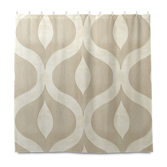 Yayeee Shower Curtain with Hooks 72"x72" Waterproof Fabric Bathroom Hanging Decor, Light Brown Pattern