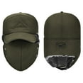 thumbnail image 6 of Winter Trooper Trapper Hat, Warm Russian Hats with Ear Flaps and Removable Facemask Hunting Ski Aviator Outdoor Windproof Cotton Polyamide Caps for Men and Women Adjustable Size (Green), 6 of 7