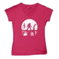 thumbnail image 5 of Alien Bigfoot Loch Ness Monster Moon Women's V-Neck T-shirt Funny Space UFO Hunter Sasquatch Yeti Dinosaur Nerd Believe Tee, 5 of 7