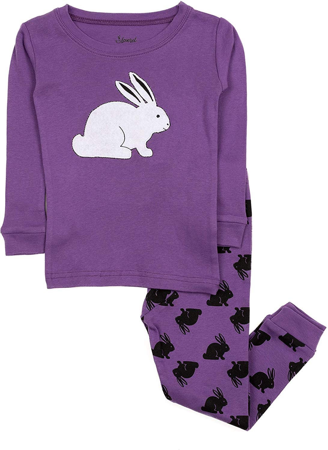 Leveret Kids Bunny Rabbit Pajama Boys Girls 2 Piece Pajama Set 100