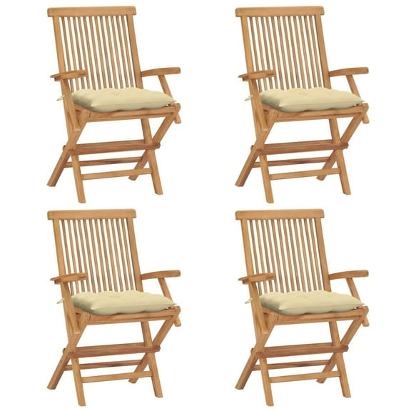 vidaXL 2/3/4/6/8 x Solid Teak Wood Garden Chair with Multi Color Cushions Seat