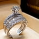 thumbnail image 1 of Conjunto de anillos elegantes para mujer, joyería de moda de compromiso de boda de Color plateado con anillo femenino de circonio Cubiz brillante completo Tan Jianjun  unisex, 1 of 2