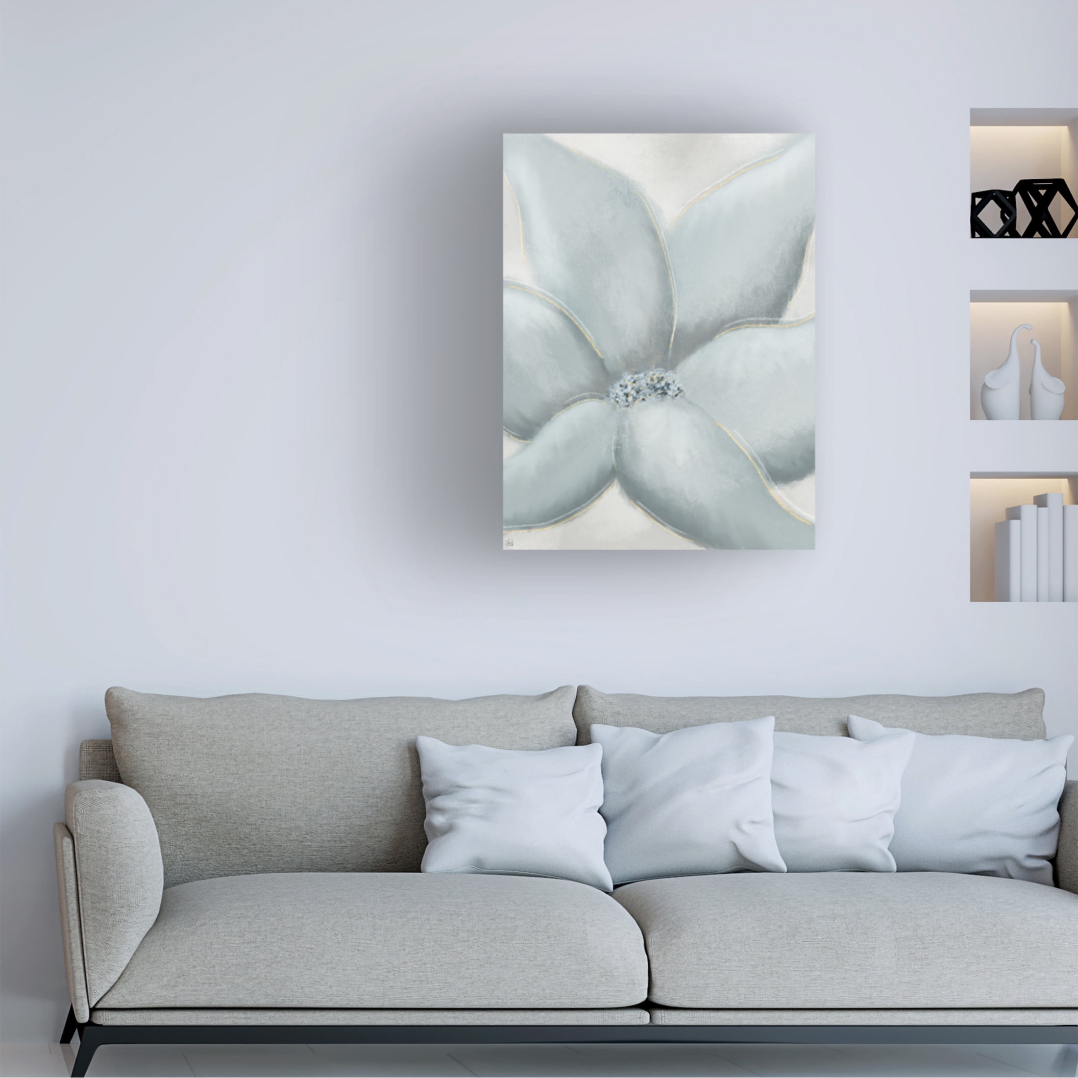 Canvas Wall Art - Line and Brush 'Cotton Flower' Wall Art for Living Room, Bedroom, or Office Décor by Trademark Fine Art - 18 x 24 Inches