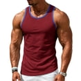 thumbnail image 7 of Delconic Men’s Retro Loose Fit Gym Tank Top Stretchy Quick Dry Contrast Trim Athletic Training Vest Sleeveless Sportswear for Workout Fitness Wine L, 7 of 7
