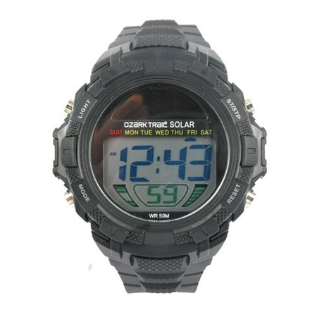 Ozark Trail Black Solar Digital Watch with color digital display