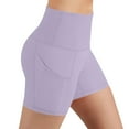 thumbnail image 2 of Homenesgenics Shorts for Women Plus Size Women Pocket High-waist Hip Stretch underpants Running Fitness Yoga Shorts Purple S, 2 of 8
