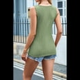 thumbnail image 4 of Camisola de Punto Acanalada para Mujer, Sin Mangas, con Botones Al Frente, Cuello Redondo, Informal, de Verano, Corte Entallado Verde XXL, 4 of 10