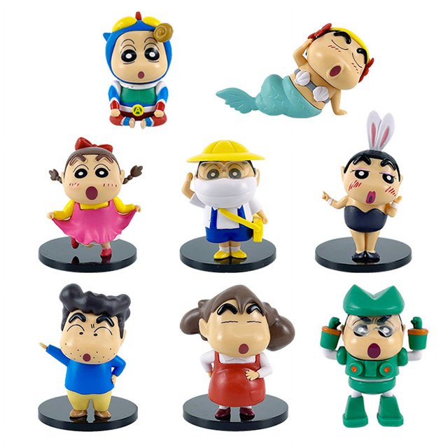 Superman pequeña figura nueva Crayon Shin-chan serie divertida diaria fiesta Shin-chan cos Bunny Girl Gacha Doll Set