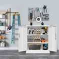thumbnail image 5 of Metal Storage Cabinet, Locking Storage Cabinet with Adjustable Shelves, 36.2" H Steel Cabinet for Garage, Home, Office, Utility Room-White, 5 of 8