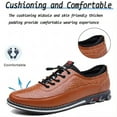 thumbnail image 2 of Men's Casual Leather Loafers Business Formal Comfort Driving Working Adjustable Breathable Lightweight Oxford Shoes Orange 15 US, 2 of 7