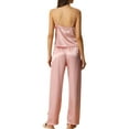 thumbnail image 3 of INSPIRE CHIC Women's Satin Lounge Lace Trim Cami Tops with Pants Sleepwear Pajamas Sets XS Pink, 3 of 6