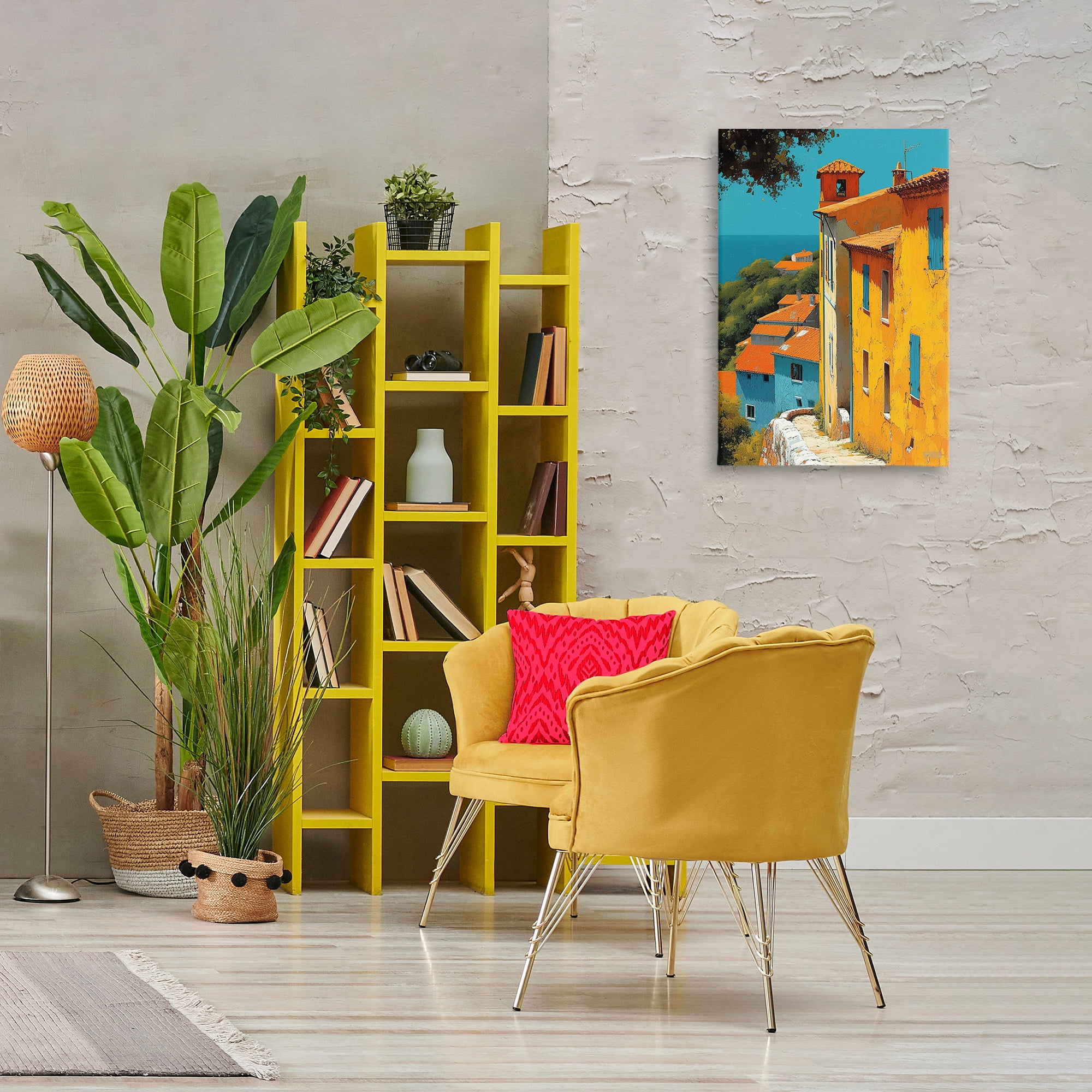 Stupell Industries Tall Buildings by Sea Buildings & Architecture Painting Wrapped Canvas Art Print Wall Art, 20 x 30