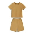 thumbnail image 4 of Efsteb Boys Summer Outfits 2 Piece Casual Set Short Sleeve Tshirt Elastic Waist Shorts Kid Clothing Sets Sweatsuit (Khaki,11-12 Years), 4 of 7
