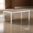 thumbnail image 4 of Benjara Fifi 71" Outdoor Dining Table- Brown Polyresin Top- White Metal Frame, 4 of 8