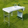 thumbnail image 3 of BouPower Fish Cleaning Table with 2 Sinks,Portable Folding Camping Fish Station with Faucet,Drainage Hose,Sprayer, Storage Box for Picnic, 3 of 6