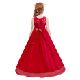 thumbnail image 6 of IBTOM CASTLE Little Big Girls Vintage Lace Junior Bridesmaid Dress Floor Length Dance Ball Pageant Maxi Gown for Party Wedding 7-8 Years Red, 6 of 8