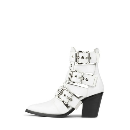 - Jeffrey Campbell Caceres White Box Heel Cut Out Pointy Toe Bucked Zipper Bootie