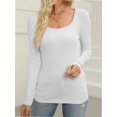 thumbnail image 2 of Long Sleeve Shirts for Women Fall Outfits Knit Tops Scoop Neck Slim Fit Basic Tee, 2 of 6