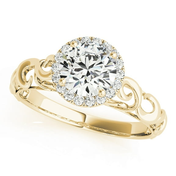 0.30 Ct Halo Diamond FG/VVS1 Engagement Wedding Ring In 10K Yellow Gold Jewelry