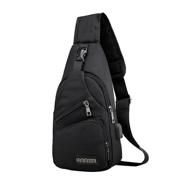 Bolso bandolera para hombre, paquete de pecho, antirrobo, al aire libre, Nuevo Negro-Te Oxford Colcomx Bolsas de moda para hombres