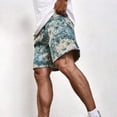 thumbnail image 5 of Men's Floral Print Drawstring Waist Shorts Summer Vacation Shorts with Pockets Blue 3XL, 5 of 7