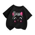 thumbnail image 2 of WOYY Toddler Girls Cotton T Shirt Cartoon Cat Print Short Sleeve T-Shirt Kids Active Tee Shirt, 2 of 4