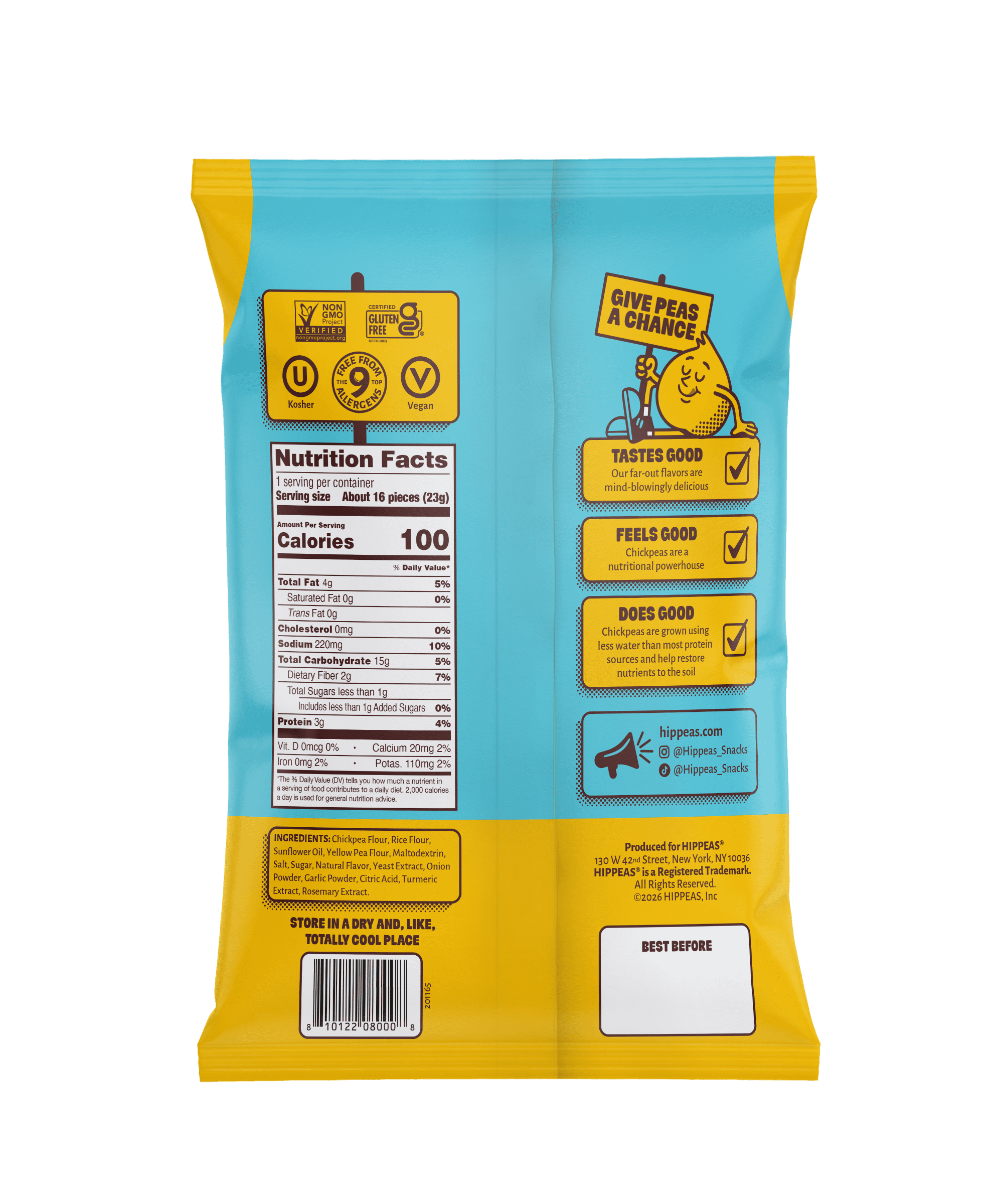 HIPPEAS Chickpea Puffs, Groovy White Cheddar, Gluten Free, Dairy Free, 3g Protein, 0.8 oz, 21 Pack