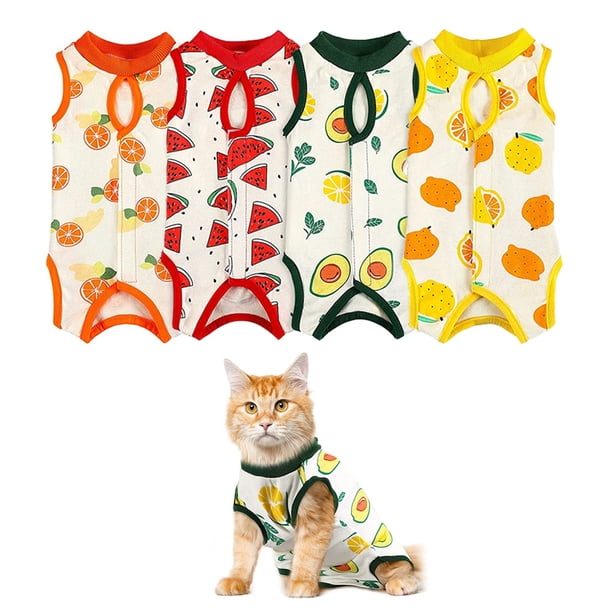 Traje de rehabilitación para gatos de 4 piezas, paquete corporal de rehabilitación de algodón, traje de rehabilitación para gatos transpirable, rehabilitación abdominal para perros pequeños, destete