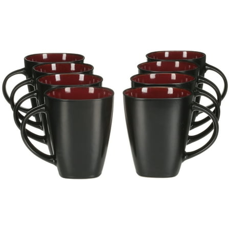 Gabon Mug - Gibson Home Soho Lounge 14 oz Mug, Red Reactive Stoneware, 8pk