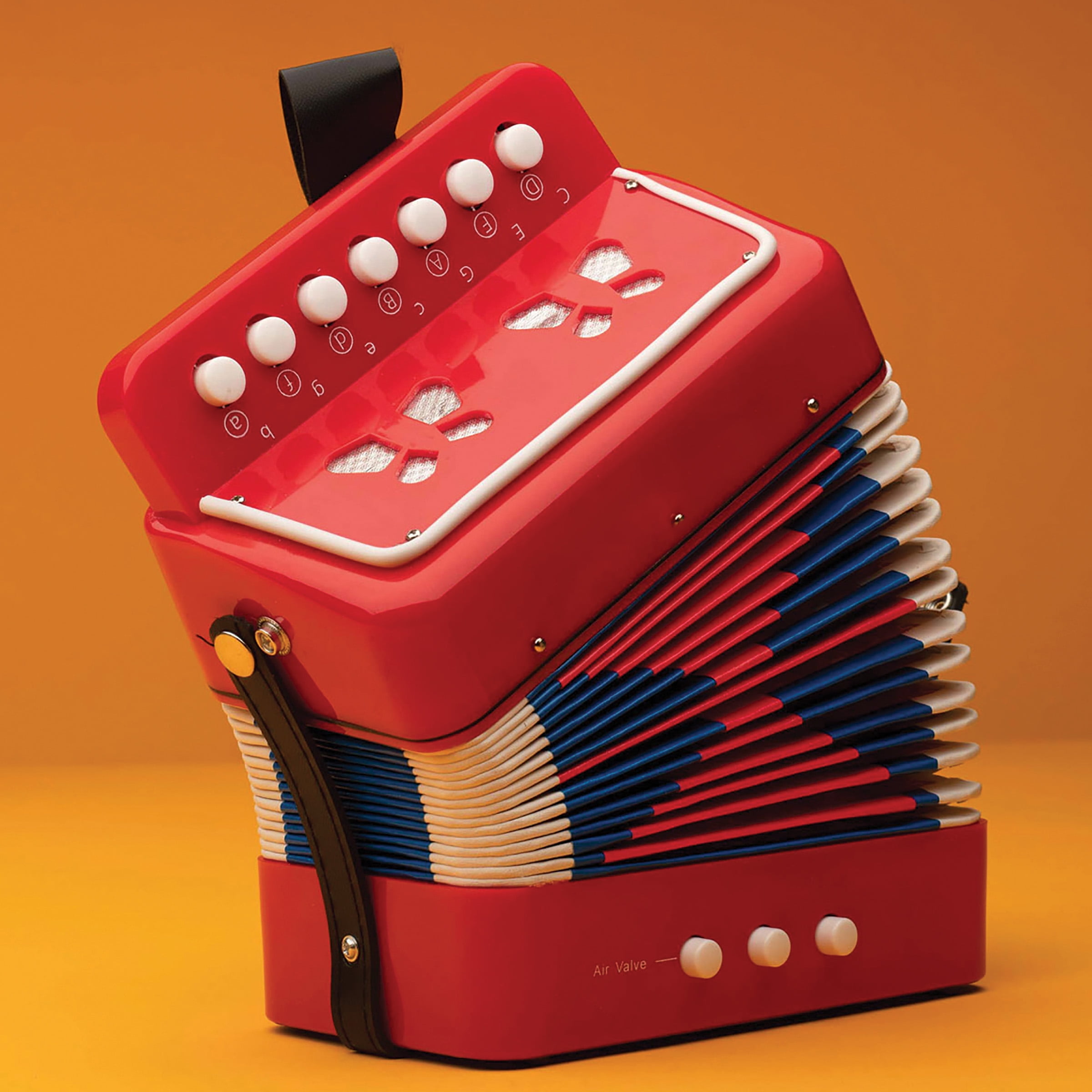 Hey! Play! Kids Accordion for Beginners - Accordion Toy with 10 Key Buttons, Musical Instrument for Kids (Red)