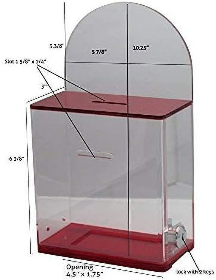 Acrylic Donation Suggestion collection Box Pre Drilled Holes For Wall mounted Or Retail Countertop Tip Box with round back wall display area 10 x 6 inches, Lock With set of keys Green