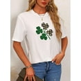 thumbnail image 3 of T-Shirt Chanceux Willie pour Femmes, T-Shirt Décontracté Trèfle pour la Saint-Patrick, T-Shirts Irlandais à Manches Courtes, Col Rond, Imprimé Graphique, Haut Décontracté, 3 of 8